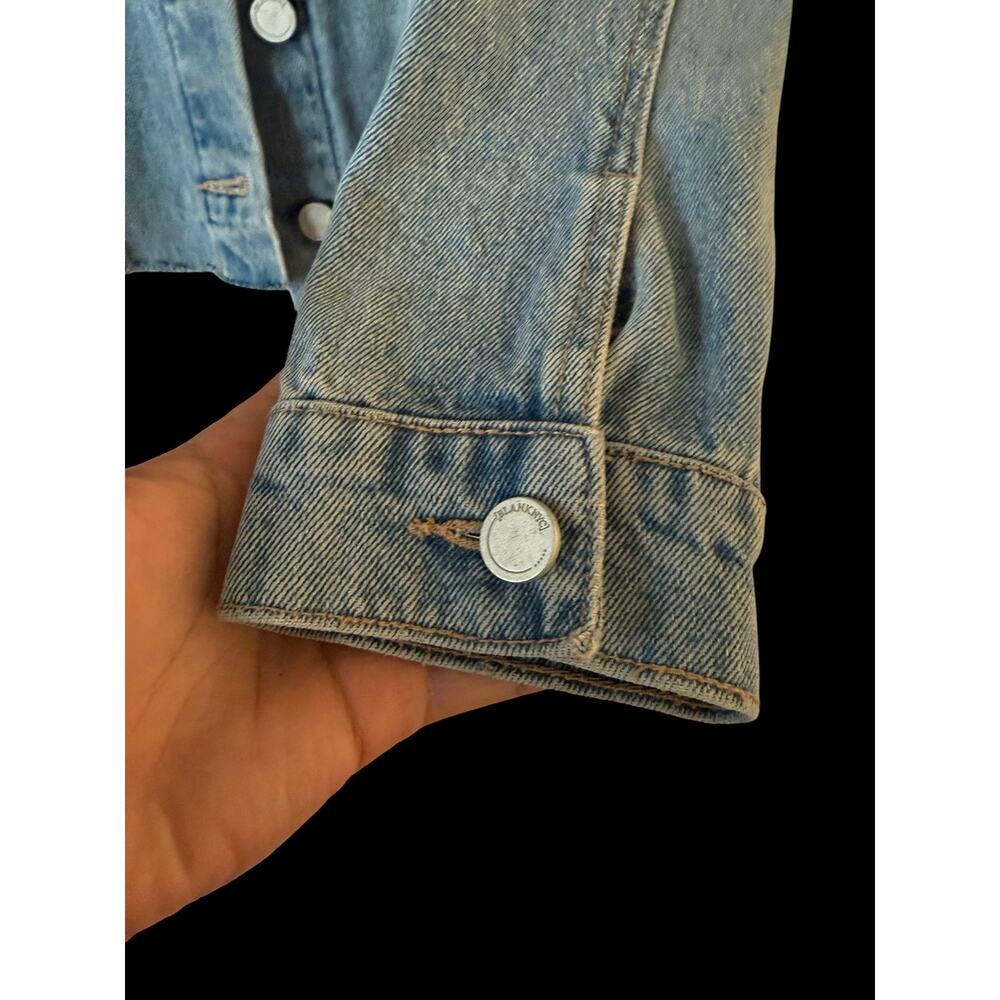 Denim Jean Jacket Upcycled Patch Work Painted Womens Custom Jacket Sz: M A7 - Picture 3 of 7